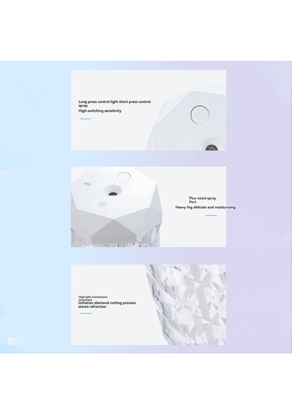 400ML Küçük Hava Nemlendiricisi Renkli Ortam Aydınlatma Çoklu Yönlü Prizma Tasarımı Çoklu Yönlü Prizma Tasarımı (Yurt Dışından)