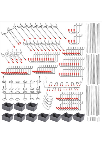 228 Pegboard Hooks Metal Kancalar Setleri, Pegboard Kutuları, Depolama Sistemi Araçlarını Düzenlemek Için Peg Kilitleri (Yurt Dışından) modelleri