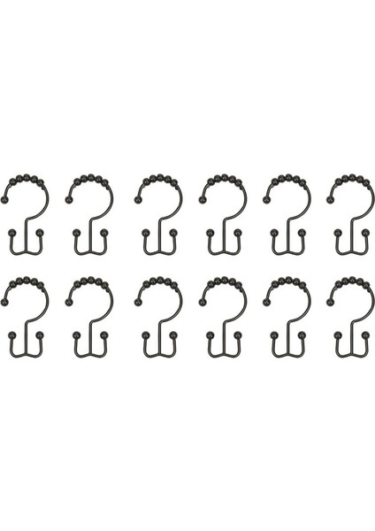 Duş Perdesi Kanca Yüzüğü Paslanmaya Dayanıklı Metal Çift Sürgülü Duş Kanca Yüzüğü Banyo Duş Perdesi Çubuğu Siyah (Yurt Dışından)