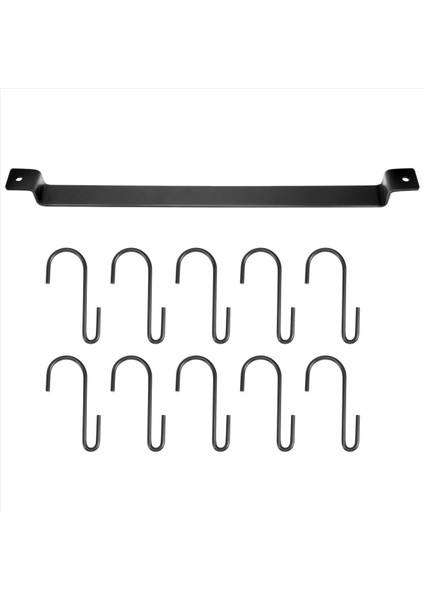 Duvar Montajı Pot Rafı, 435MM Endüstriyel Asılı Demiryolu Mutfak Mutfak Teslimleri Askı Organizatörü, Kapak Tutucu, 10X S Kancaları, Siyah (Yurt Dışından) fiyatları