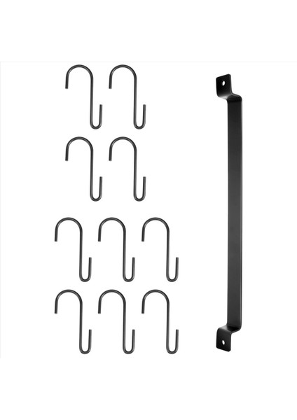 Duvar Montajı Pot Rafı, 435MM Endüstriyel Asılı Demiryolu Mutfak Mutfak Teslimleri Askı Organizatörü, Kapak Tutucu, 10X S Kancaları, Siyah (Yurt Dışından) modelleri