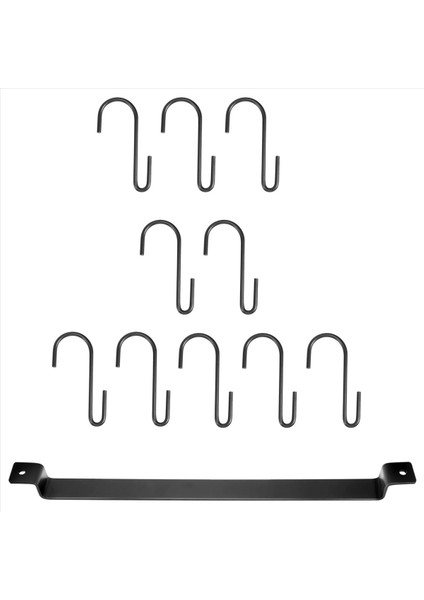 Duvar Montajı Pot Rafı, 435MM Endüstriyel Asılı Demiryolu Mutfak Mutfak Teslimleri Askı Organizatörü, Kapak Tutucu, 10X S Kancaları, Siyah (Yurt Dışından) fırsatları