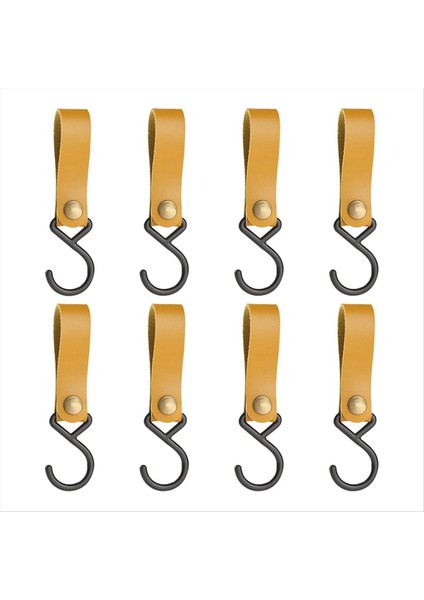 8 Adet Deri S-Shooks Deri Kanca, S-Hooks S Şekilli Kanca Kaplama, Kamp Kanca Askı Kancaları (Açık Kahverengi) Için (Yurt Dışından)