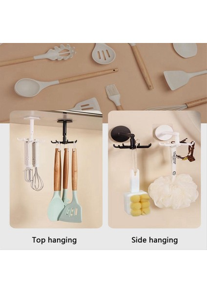 10 Adet Kanca Çok Amaçlı 360 Derece Döndürülebilir Döndürülebilir Yedi-Pençe Raf Organizatörü Yok Gerekli Kanca, Siyah (Yurt Dışından) indirimleri