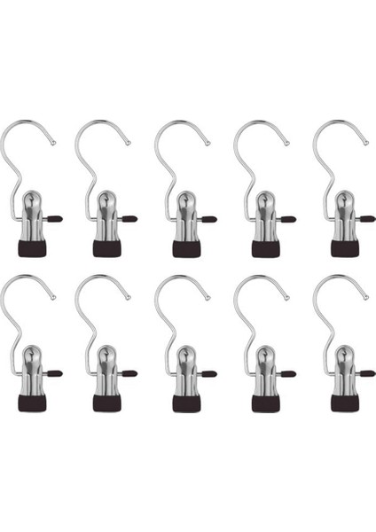 Ağır Hizmet Tipi Asılı Kancalar, Dolap Için Yeni Bot Askıları, Çamaşır Kancaları Asılı Klipsli Kıyafetler, Şapka Pantolon Havlu Siyah 10 Adet (Yurt Dışından)