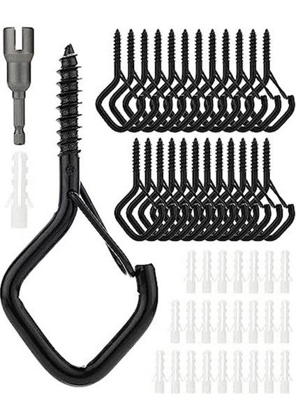 25 Paket Fincan Vidalı Kancalar Kare Snap Rüzgar Geçirmez Tavan Askı Kancası, Asma Bitkiler Için Güvenlik Tokası ile Rüzgar Zil. (Yurt Dışından)