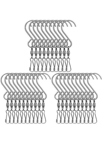 30PCS Spinner Klipsi Kanca Asmak Için Paslanmaz Çelik Rüzgar Spinner Rüzgar Chime Crystal Twister Partisi Malzemeleri (Yurt Dışından)