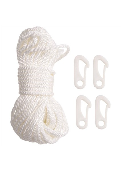 50 Feet x 1/4inch Bayrak Direği Halyard Halat Halyard Hal Halat ile 4 Adet Bayrak Direği Kanca Klipsleri, Açık Bayrak Direği Aksesuarları Uyumlu (Yurt Dışından)