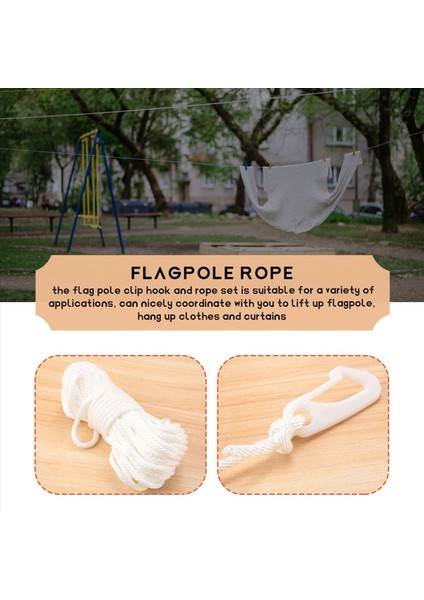 50 Feet x 1/4inch Bayrak Direği Halyard Halat Halyard Hal Halat ile 4 Adet Bayrak Direği Kanca Klipsleri, Açık Bayrak Direği Aksesuarları Uyumlu (Yurt Dışından) indirimleri