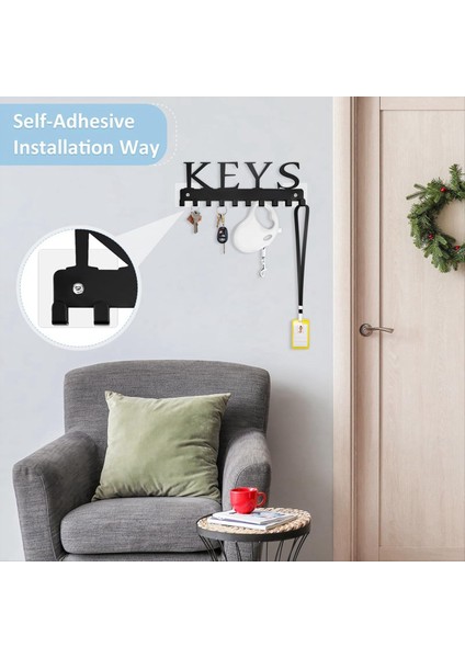 Anahtar Tutucu Duvar Montajı, Siyah Anahtar Askı Duvar Dekoratif Anahtar Raf Organizatör Metal Anahtarlık Tutucu 10 Anahtar Kancalı (Yurt Dışından) fiyatları