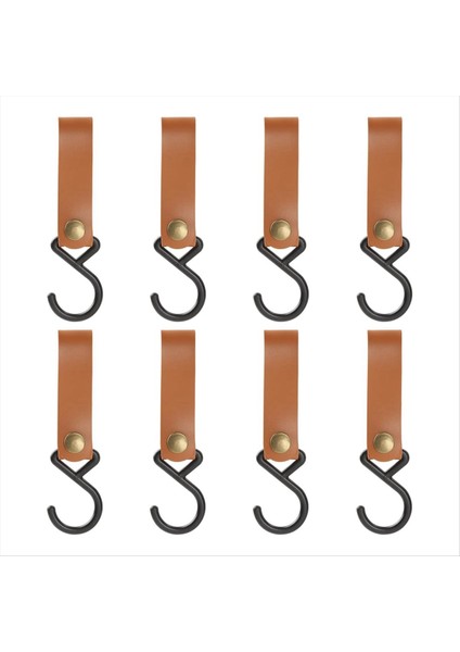 8 Adet Deri S-Shooks Deri Kanca, S-Hooks S Şekilli Kancalar Asmak Için Ceket Kancası, Kamp Kanca Askı Kancaları (Kahverengi) (Yurt Dışından)