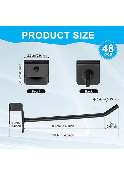 48 Pcs Gridwall Kancaları 4 Inç Siyah Metal Panel Hook Askı Kare Tüp Slatwall Kancalar Kabin Ceket Kanca Peg Kancaları (Yurt Dışından) modelleri