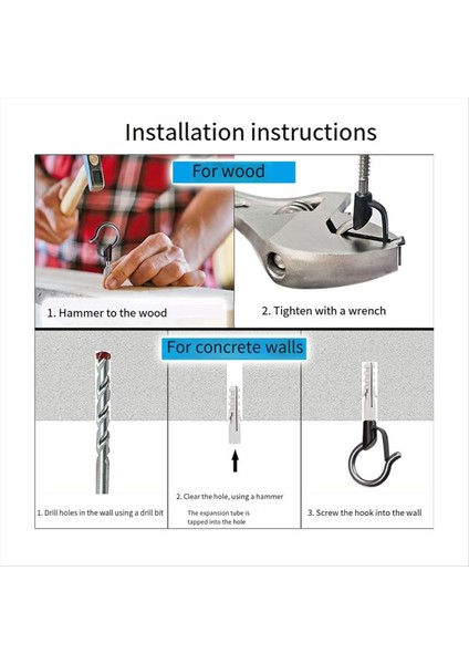 Dize Işık Kancaları, Asmak Için Kancalar Vidalı, Tel, Bitkiler Pot, Veranda Peri Işık Kablosu Tutucusu 40PCS Gümüş (Yurt Dışından) modelleri