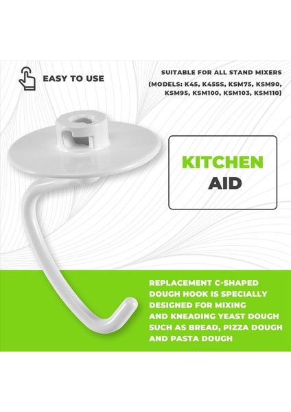 K45DH Hamur Kancası Değiştirme Mutfakta ile Uyumlu 4.5 Qt Rocker Mikserleri KSM90 ve K45 (Yurt Dışından) fırsatları