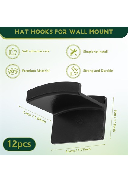 12 Adet Şapka Rafı Şapka Tutucu Duvar Şapkaları Için Organizatör Askı Askısı Yapıştırıcı Şapka Kancaları Beyzbol Kapağı Ekran Rafı, Siyah (Yurt Dışından) fırsatları