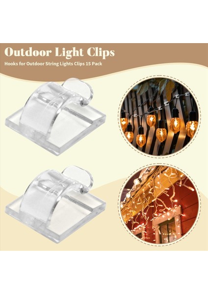 Açık Dize Işıkları Için Kancalar Klipsler 15 Paket Klipler 15 Su Geçirmez Yapıştırıcı Destekli Işık Kancası (Yurt Dışından) fırsatları