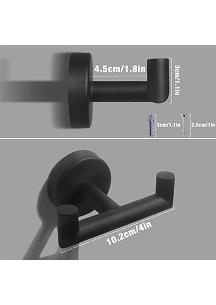 Banyo Için Çift Havlu Kancaları Siyah Duvar Montajı Kanca Çift Havlu Kanca Havlu Tutucu Mutfak Banyosu (Yurt Dışından) modelleri