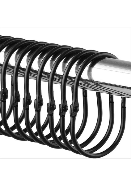 Duş Perdesi Halkaları, Duş Perdesi Kancaları, Siyah Duş Perdesi Kancaları Halkalar Pas Kanıtı, Anti-Damla Pürüzsüz Duş Halkaları (Yurt Dışından) modelleri