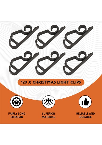 120 Paket Noel Işık Klipleri Açık Mekan -Geather Geçirmez Noel Işığı Askıları Noel Tatili Siyahı Için Oluk Kancaları (Yurt Dışından) fırsatları