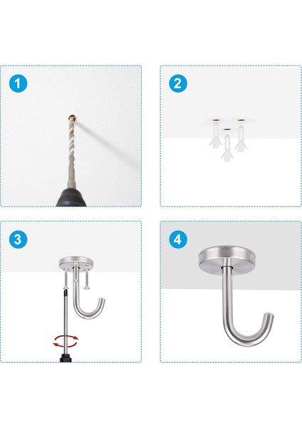 5 Pcs Paslanmaz Çelik Tavan Kancası Yuvarlak Taban Üst Montaj Havalandırma Bitkiler Için Kuş Besleyiciler Rüzgar Çanları (Yurt Dışından) indirimleri