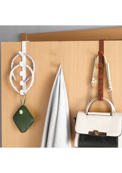 Taşınabilir Kapı Askı Çok Fonksiyonlu Beş Kesitli Kanca Ev Kapı Çanta Çanta Depolama Hook Banyo Havlu Kancası (Yurt Dışından) indirimleri