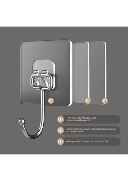 Asmak Için Yapışkan Kancalar Ağır Hizmet Tipi Duvar Kancaları Havlu Kancası, Banyo Duş Mutfağı Için Su Geçirmez Şeffaf Kancalar (Yurt Dışından) fırsatları