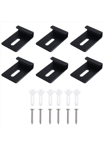 6pcs Metal Ayna Klipsleri Geniş Kanal Ayna Askı Klipsi Kit Tutma Klipsleri Vidalı Ayna Klipsleri Siyah (Yurt Dışından)