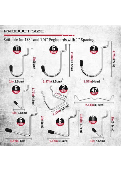 121PCS Pegboard Hooks Ürün Yelpazesi - Araç Organizasyonu Için Dayanıklı Pegboard Aksesuarları, Garaj Için Ideal, Atölye (Yurt Dışından) fırsatları