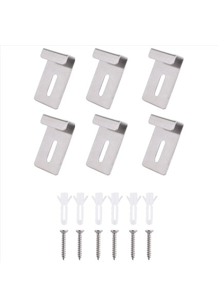 6pcs Metal Ayna Klipsleri Geniş Kanal Ayna Askı Klipsi Kit Tutma Klipsleri Vida Ayna Klipsli Aynalar Için Gümüş (Yurt Dışından)