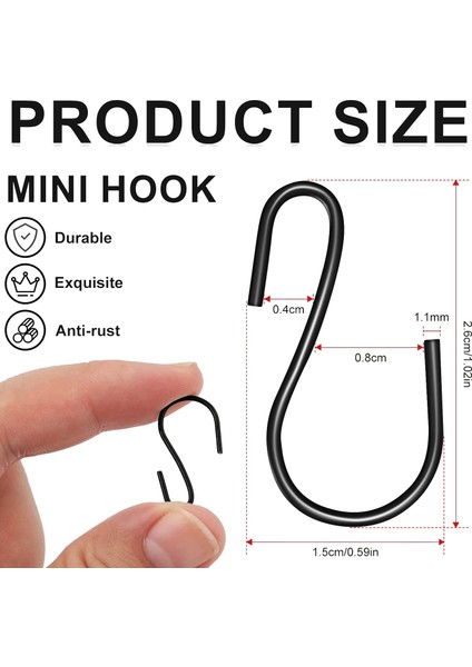 120PCS 1 Inç Mini S Şeklinde Kanca, S Şeklinde Kanca, Küçük S Şeklinde Kanca, Metal Mini Dekoratif Kanca, El Sanatları (Siyah) (Yurt Dışından) fiyatları