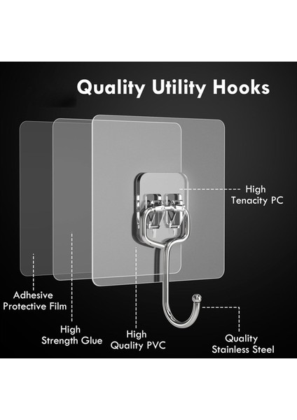 Banyo, Mutfak ve Ofis Için Uygun Büyük Yapışkan Kanca, Duvar Kancası, Güçlü Çıkarılabilir Yapıştırıcı Kanca (20 Adet) (Yurt Dışından) modelleri
