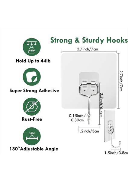 Banyo, Mutfak ve Ofis Için Uygun Büyük Yapışkan Kanca, Duvar Kancası, Güçlü Çıkarılabilir Yapıştırıcı Kanca (20 Adet) (Yurt Dışından) indirimleri
