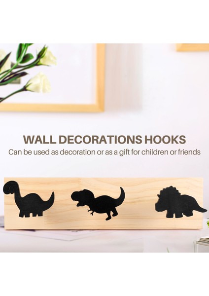 Çocuklar Dinozor Duvarı Monte Ceket Kancaları Ahşap Kapı Askı Erkek Yatak Odası Kreş Oyun Odası Dekorasyonları -Black (Yurt Dışından) fırsatları