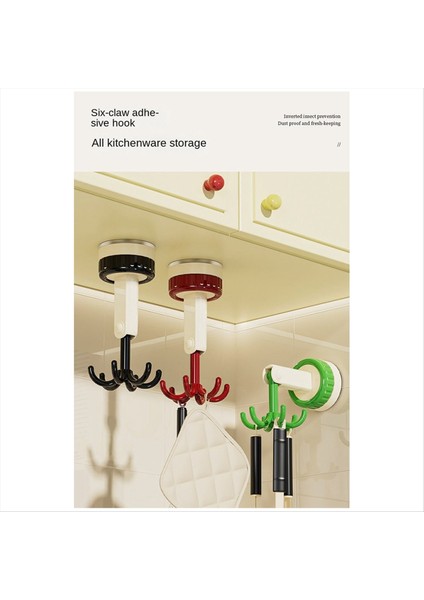 Altı Claw Hook Multi Function Spatula Kaşık Mutfak Tahliye Depolama Rafı Retro Emme Kupası Dikişsiz Duvar Kırmızı (Yurt Dışından) fırsatları