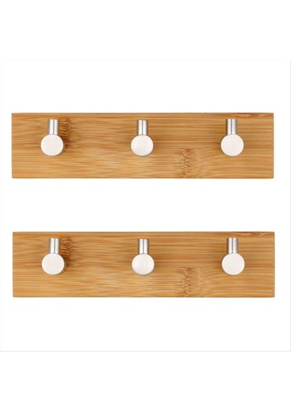 Ahşap Askı Kendini Adheisve Duvar Asma Paslanmaz Çelik Bambo Kanca Ceket Şemsiye Çanta Tutucu (Yurt Dışından)