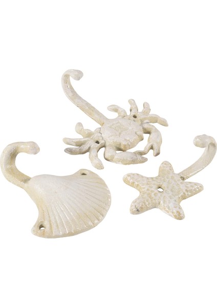 3 Denizyıldızı Deniz Kabuğu Yengeç Dökme Demir Dekoratif Duvar Kancaları Kat Seti Önlükler Havlu Kancaları Plaj Okyanus Tema Metal Kancaları (Yurt Dışından)