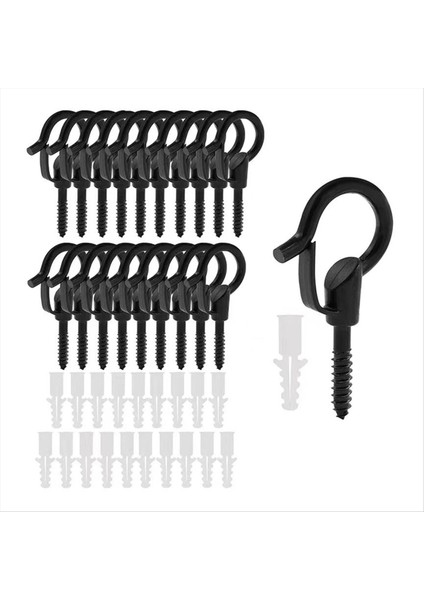 Dize Işık Kancaları, Asmak Için Kancalar Vidalı, Tel, Bitkiler Pot, Veranda Peri Işık Kablosu Tutucusu 40PCS Siyah (Yurt Dışından)