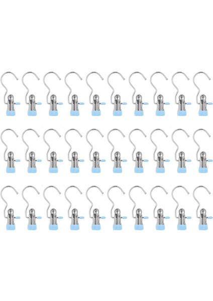 Ağır Hizmet Tipi Asılı Kancalar, Dolap Için Yeni Bot Askıları, Çamaşır Kancaları Asılı Klipsli Kıyafetler, Şapka Pantolon Havlu Mavi 30 Adet (Yurt Dışından)