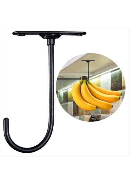 2pcs 360 Derece Dönen Anahtar Raf Dolap Muz Kancası Meyve Koruma Braketi Metal Demir Siyah Kupa Kupa Kanca (Yurt Dışından) fırsatları