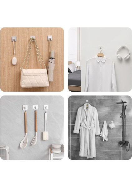 Ağır Hizmet Tipi Yapıştırıcı Kancalar, Kendi Yapışkan Kancalar, Kare - Ev Okulları ve Ofisler Için Düz Kanca (4pcs) Gül Altın (Yurt Dışından) fırsatları