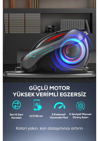 5 Kademe Hızlı 3 Modlu Uzaktan Kumandalı LCD Ekranlı Motorlu Eliptik Stepper modelleri