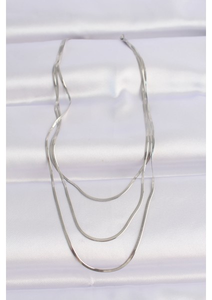 316L Çelik Gümüş Renk İtalyan Zincir Çoklu Kolye - TJ-BKO8640