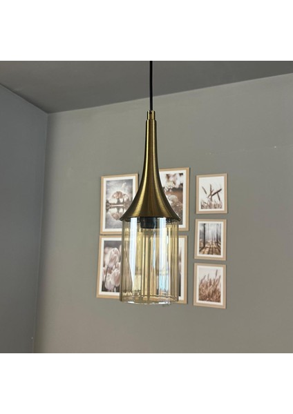 Vetra Cam Bal Rengi Tekli Avize Eskitme Külah Başlık Retro Sarkıt Lamba Restoran Salon Aydınlatma indirimleri