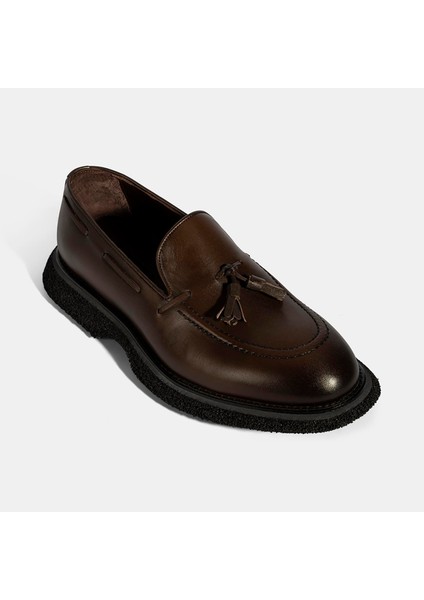 Erkek Kahve Püskül Detaylı Deri Loafer indirimleri