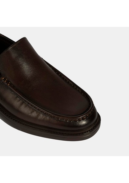 Erkek Kahve Deri Loafer
