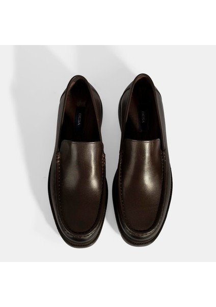 Erkek Kahve Deri Loafer