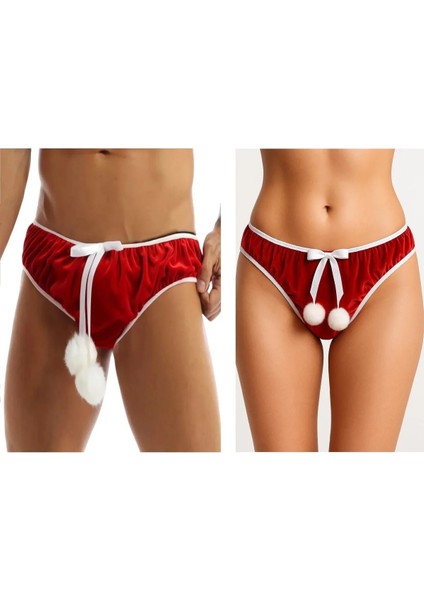 Erkek Sumono Model Yılbaşı Kadife Alt Giyim Çiftler Için Hediyelik Alt Giyim Kadın Model NSM05KBX01