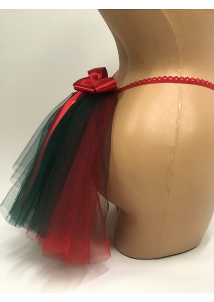 Yılbaşı , Noel , Yeşil Kadife Arkası Tül Fiyonk Detaylı Tanga Modeli fiyatları
