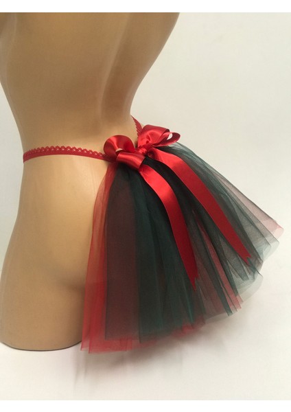 Yılbaşı , Noel , Yeşil Kadife Arkası Tül Fiyonk Detaylı Tanga Modeli modelleri