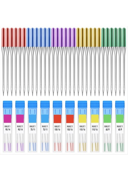 30 Pcs Evrensel Dikiş Makinesi Iğneleri, Boyutlar 9, 11, 14, 16, 18, Parlak Renk, Normal Nokta Dikiş Itirazlar (Yurt Dışından)